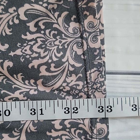 Rene Rofe robe midi length sleepwear damask print in grey & pink Women's Size M - Picture 12 of 12